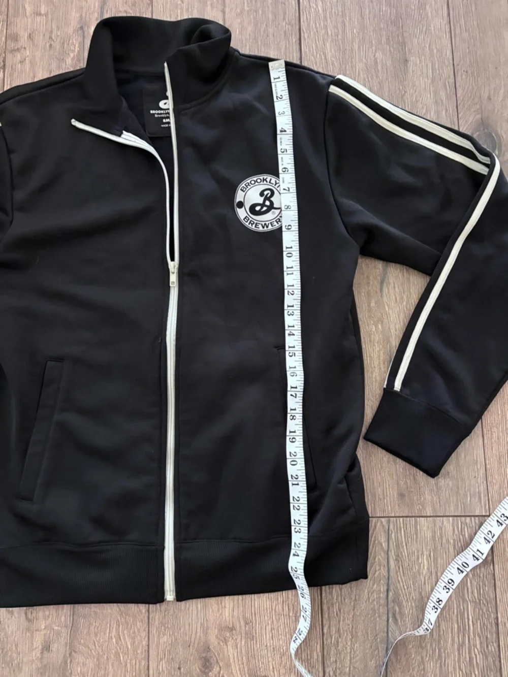 Brooklyn Brewery Vintage Black Track Jacket with White Stripe Small